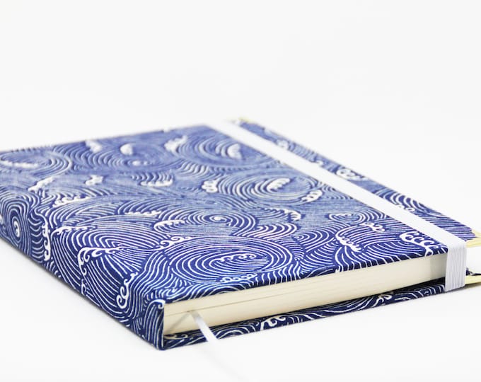 Sketchbook, notebook, diary, waves, sea, A5 notebook, scribble, guestbook, blank, creative sketch book, hardcover book, journal, travel book - Marie