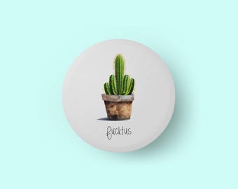 Aimant rond 55 mm Fucktus * Aimant pour réfrigérateur - Bureau - Tableau magnétique - Tableau blanc - Paperboard - Aimant humoristique - Collègue - Cadeau - Travail