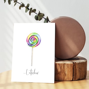 Postkarte Lutscher handgezeichnet  -...Lutscher - lustige Sprüche Postcard Kunstpostkarte schöne Postkarte Geburtstag Hochzeit Buch-Marie