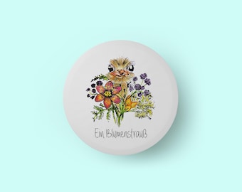 Aimant rond 55 mm Bouquet de fleurs * Aimant pour réfrigérateur - Bureau - Tableau magnétique - Tableau blanc - Paperboard - Aimant humoristique - Collègue - Cadeau - Travail