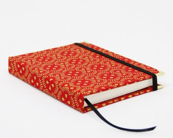 Pocket calendar 2027, hand-bound, handmade paper, red and gold ornament *Planner* Calendar, weekly calendar * Appointment calendar *Book calendar * Hardcover