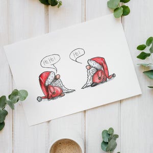 Tarjeta navideña dibujada a mano "Ho Ho Ho". Navidad Tarjeta de Navidad Tarjeta de felicitación de Adviento Dichos divertidos arte hermoso Buch-Marie