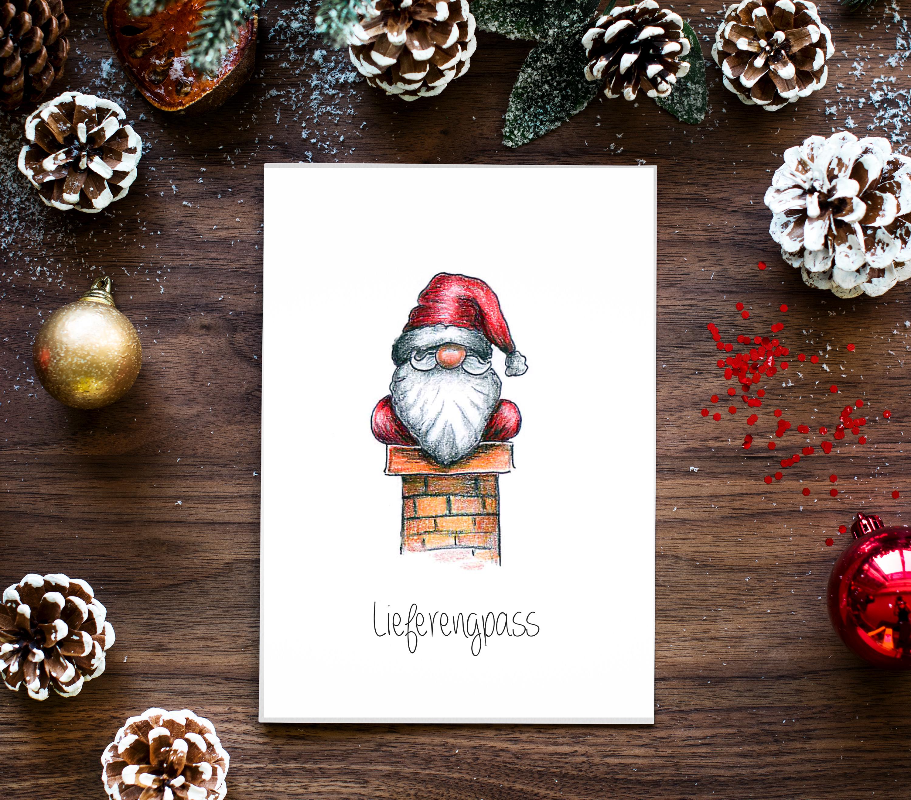 Christmas card hand-drawn "Supply bottleneck" Christmas Christmas card Advent greeting card Funny sayings beautiful art Buch-Marie
