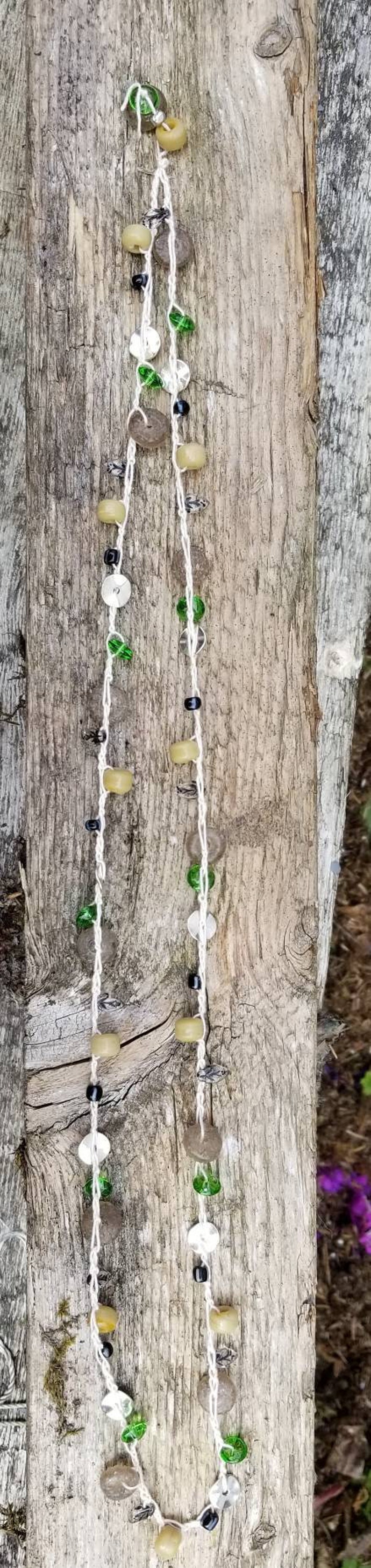 beads Bamboo /& Beads Necklace: Bamboo necklace trade beads crocheted