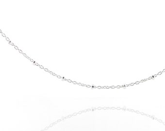 Satellite Chain in Sterling Silver Layering Necklace for Bridesmaid Delicate Silver Necklace with Silver Beads for Friend Dainty Chain