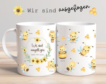 Abschiedsgeschenk KINDERGARTEN, PERSONALISIERTE Tasse, Abschied Erzieherin Geschenk, Verabschiedung Erzieher, Bienen Gruppe ausgeflogen