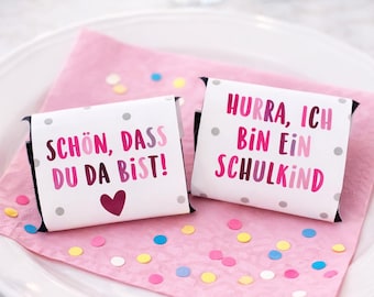 Chocolate wrapper for the first day of school | Hooray, I'm a schoolchild! | Back to school decoration | First day of school gift | Pink