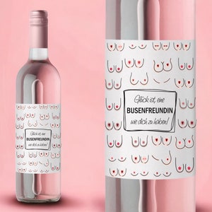 Boezemvriend, wijnetiket, geluk is het hebben van een boezemvriend zoals jij! Boodschap in een fles, verjaardagscadeau