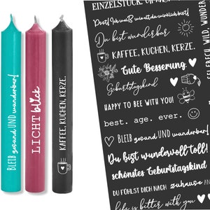 White candle tattoo foil - sayings to give away - for candles / ceramic DIN A4