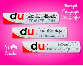 Download: 27 Duplo Banderolen TRAUZEUGIN BRAUTJUNGFER Danke Geschenk