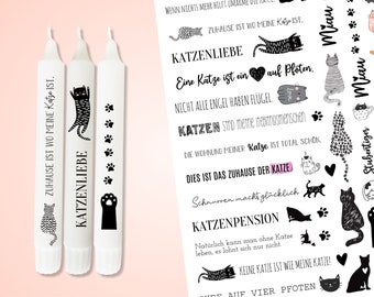 Kerzen Tattoofolie - Kerzensticker KATZEN - Sprüche zum Verschenken