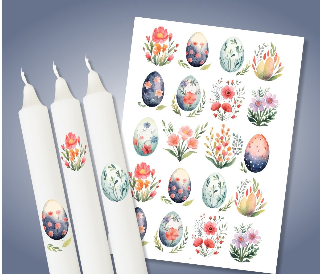 Pascua Velas Pegatinas, 6 Piezas Pegatinas De Impresión Velas