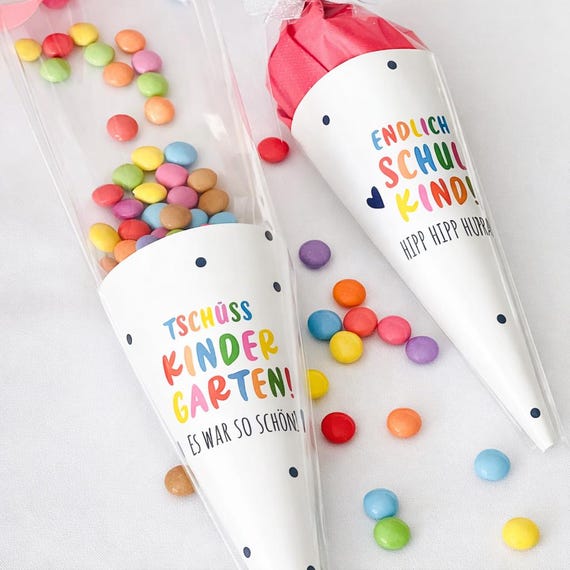 DIY Mini Schultüten – Abschiedsgeschenk Kindergarten, Einschulung Deko, kleine Schultüten basteln, Mitgebsel Einschulung