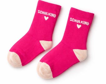 Schulkind Socken Einschulung pink | Geschenk Schultüte | Schulanfang Outfit | Einschulung Mädchen