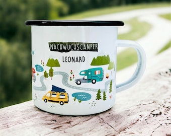 Kids Enamel Mug Personalized Gift, Camping Mug Enamel, Gift for Camper, Camping Accessories, Motorhome Mug