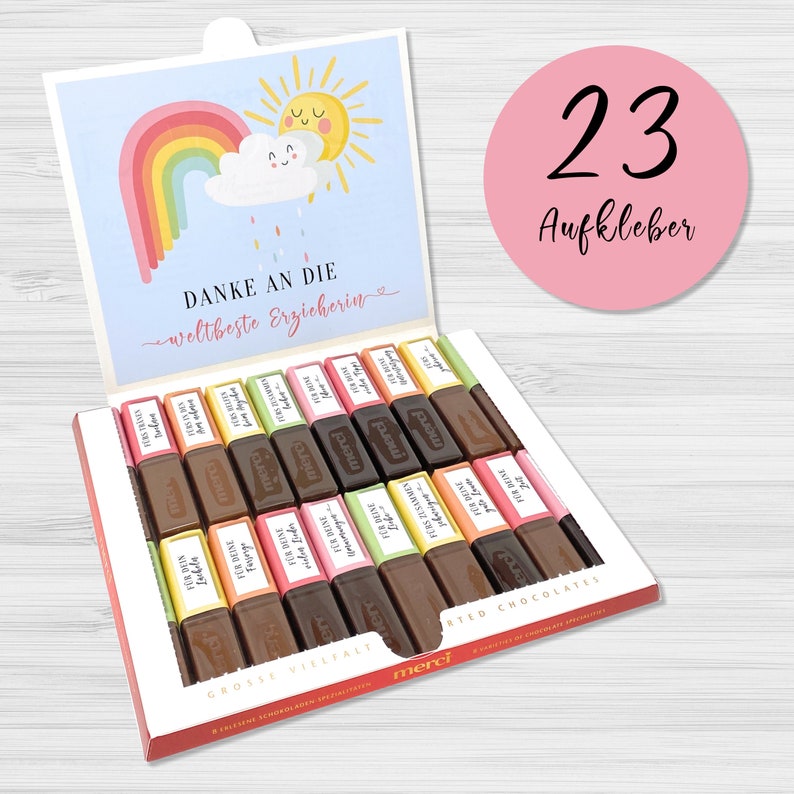 Sticker Set for Merci Chocolate Personal gift for the educator / kindergarten teacher image 4