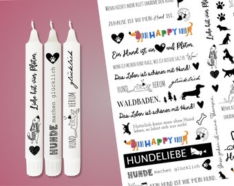 Kerzen Tattoofolie - Hunde - Sprüche zum Verschenken - für Kerzen / Keramik DIN A4