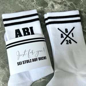 ABI Abschluss Tennissocken Abitur 2024 Abschluss 2024 bedruckte Socken Geschenk Bild 1