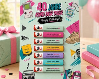 40th Birthday Printable Gift | Child of the 90s | 14 Banners & 4 Backgrounds | 90s Gift PDF Instant Download