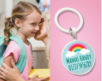 Pendant Emergency Number Rainbow - Emergency Trailer - Gift for schooling or kindergarten entry