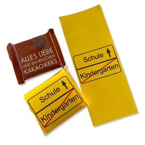 Deko für die Einschulungsparty, Schokobanderolen Verkehrsschild