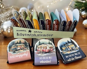 Advent calendar CAMPER caravan filled with 24x THANK YOU Christmas time, DIY, print template, camping