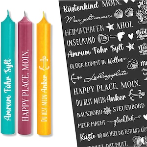 White candle tattoo foil - MARITIM - sayings to give away - for candles / ceramic DIN A4