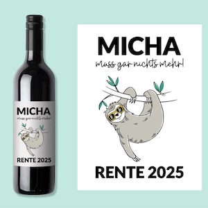 Etichetta di vino personalizzata per la pensione, pensione, regalo di pensione, regalo d'addio per i colleghi, idea regalo di pensione