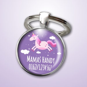 Pendant emergency number unicorn - emergency pendant - gift for starting school or starting kindergarten