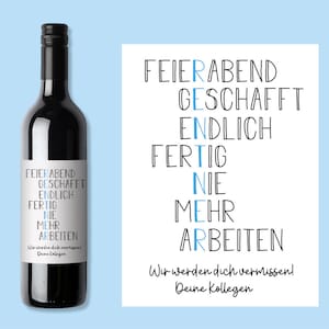 Etiquette de vin départ à la retraite, départ à la retraite, cadeau départ à la retraite, cadeau d'adieu pour collègues, idée cadeau départ départ à la retraite