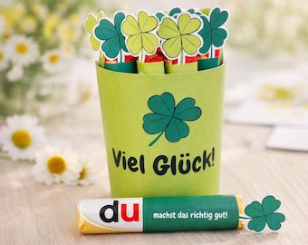 Involucri portafortuna Duplo | Regalo di coraggio | Idea regalo per esami/laurea | Cibo confortevole fai da te | Trifoglio portafortuna | Download immediato