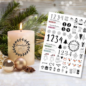 CHRISTMAS Tattoo Foil - ADVENT NUMBERS - for candles / ceramics DIN A4