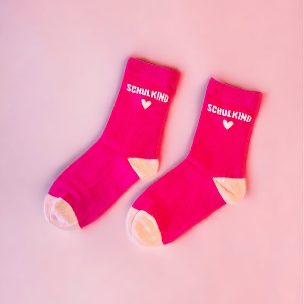 EINSCHULUNG Schulkind Socken GESCHENK für die Schultüte pink