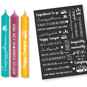 White candle tattoo foil - CAMPING as a gift - for candles / ceramic DIN A4