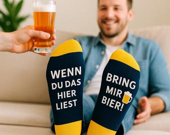 Funny socks “If you’re reading this – bring me beer!” – Father’s Day gift for dad – Gift for men – Funny men’s socks