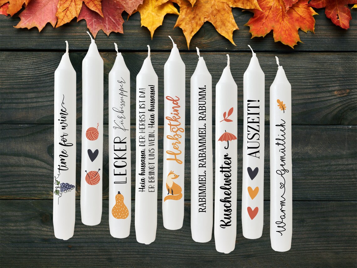 Kerzensticker Tattoofolie Herbstzauber – Reh & Fuchs Motiv Für Kerzen Oder Keramik, A4 Bogen, DIY Deko, In Deutschland Handgefertigt