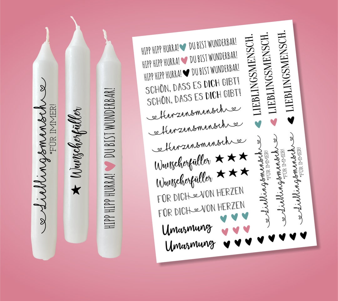 Kerzen Tattoofolie LIEBLINGSMENSCH Sprüche zum Verschenken Etsy.de
