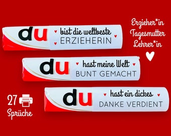 Download: 27 Duplo Banderolen Abschiedsgeschenk Erzieherin Tagesmutter Lehrerin Danke Geschenk Erzieherin