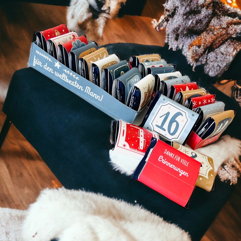 Adventskalender MAN ECHTGENOOT vriend gevuld met 24x BEDANKT Kersttijd, doe het zelf, printsjabloon, eigenliefde afbeelding 6