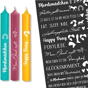 White candle tattoo foil - HORSES - sayings to give away - for candles / ceramic DIN A4