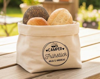 Cesta de pan de camping personalizada • Cesta de desayuno para campistas con nombre • para campistas • regalo para autocaravanas • cesta de pan personalizada