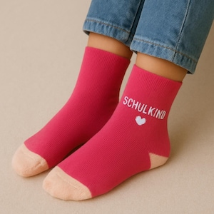 SCHOOL ENROLLMENT Schoolchild socks GIFT for the school cone pink