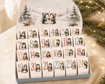 Ferrero Küsschen Advent Calendar Craft Template | Penguin Christmas Calendar to Print | Digital Download