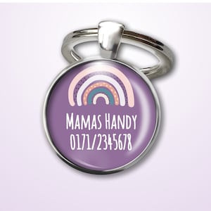 Pendentif numéro d'urgence arc-en-ciel - pendentif d'urgence - cadeau pour la rentrée scolaire ou l'entrée à la maternelle