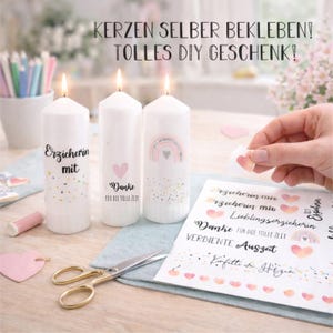 Pegatinas de velas para maestra de jardín de infantes en papel adhesivo al agua, regalo de despedida, Navidad, cumpleaños, hoja A5 imagen 2