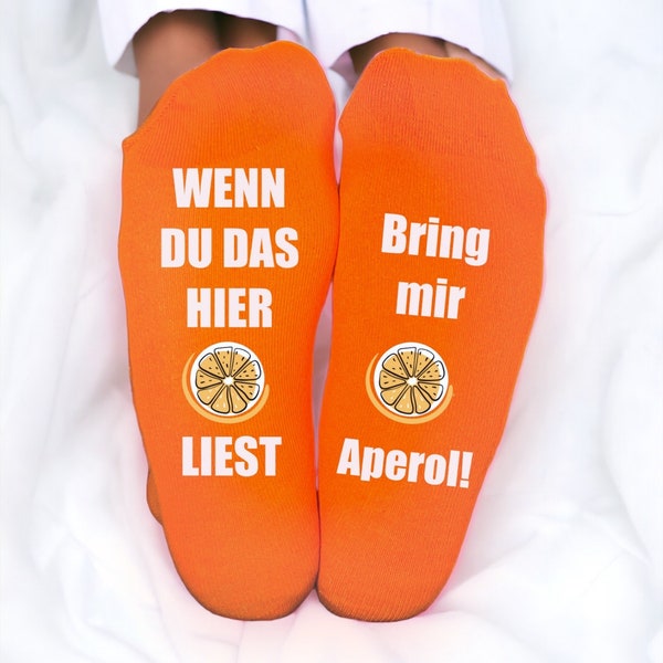 Muttertag - Geschenk Auszeitsocken „Bring mir Aperol", Entspannung, Sprüchesocken