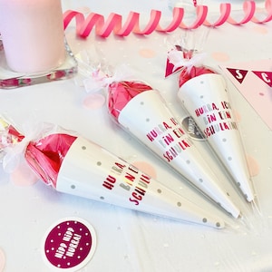 Mini cônes scolaires DIY ROSE comme décoration pour la rentrée scolaire, cadeau d'invités pour les enfants