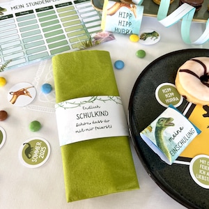 Decoración de mesa DIY con inscripción a la escuela de dinosaurios, regalos de fiesta, descarga de buffet express
