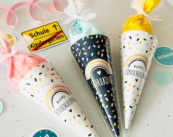 DIY mini school cones as decoration for starting school, guest gift gift for children confetti rainbow