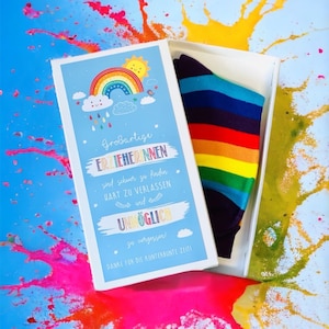 Chaussettes arc-en-ciel colorées - cadeau d'adieu parfait pour les éducatrices et les assistantes maternelles